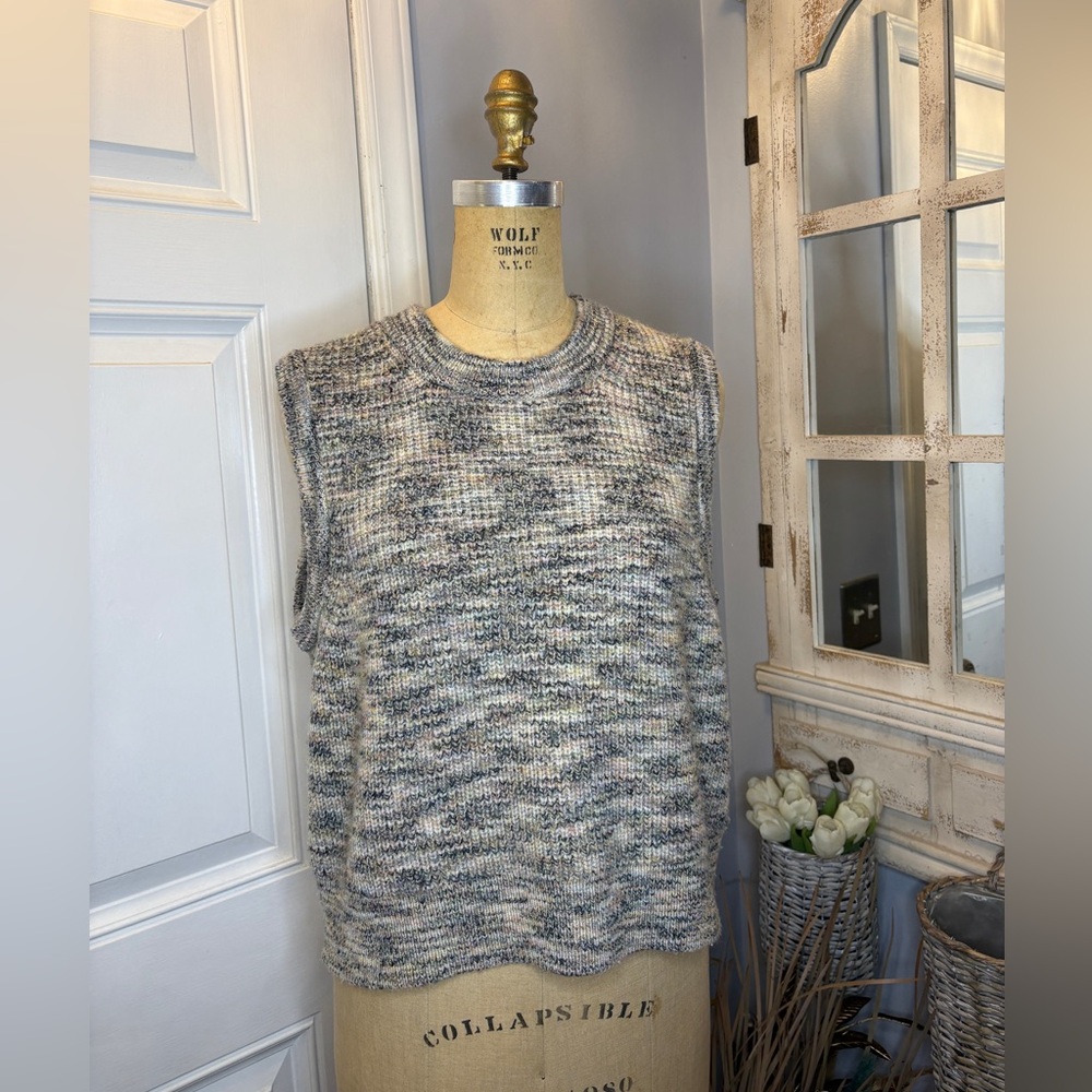 Madewell Women’s Gray Sleeveless Sweater Size L Layering Piece Lagen Look Cocoon